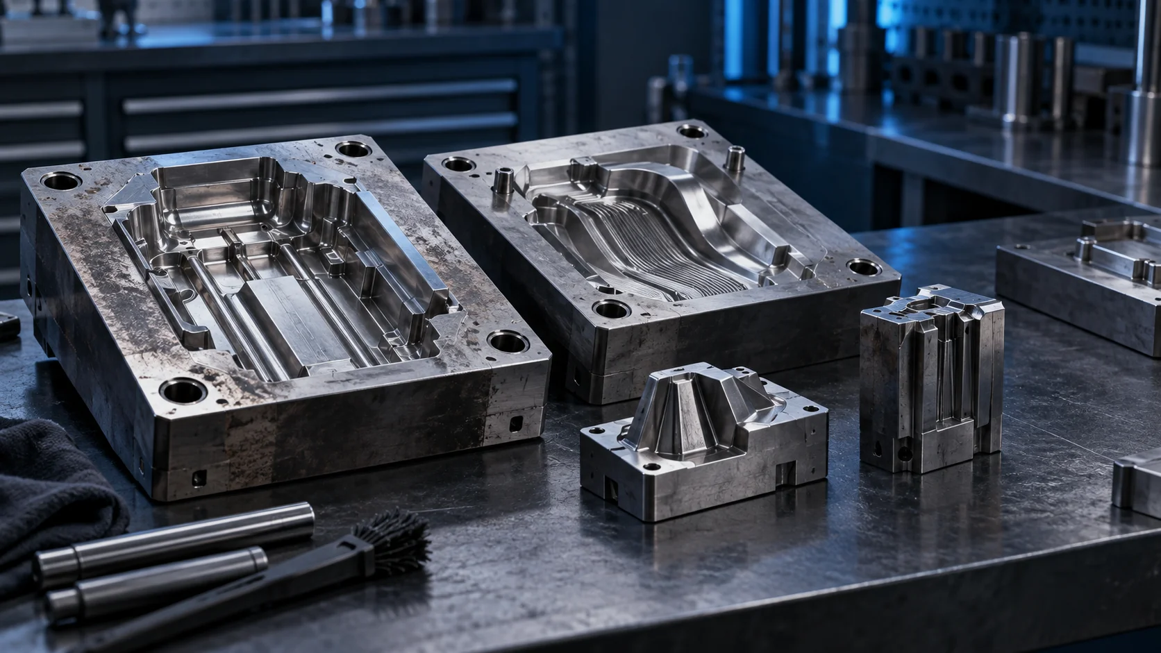 AI-generated illustration: Tooling and mold maintenance; not a real project or test record