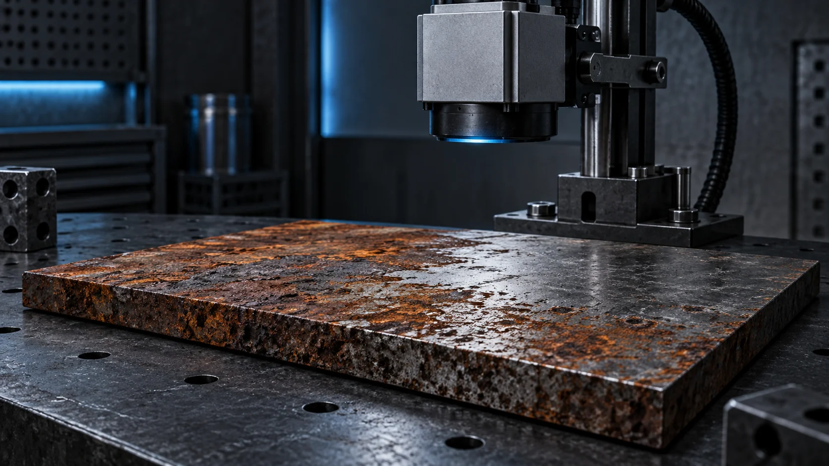 AI-generated illustration: Industrial surface preparation; not a real project or test record