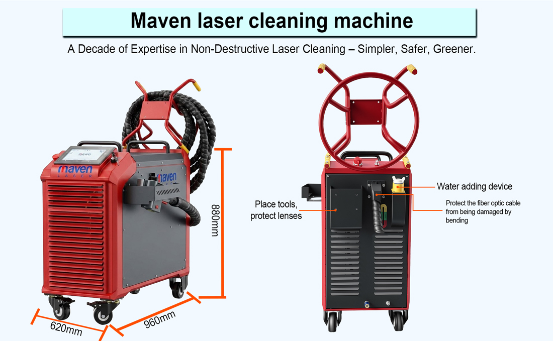 Laser cleaning cabinet dimensions and rear panel details