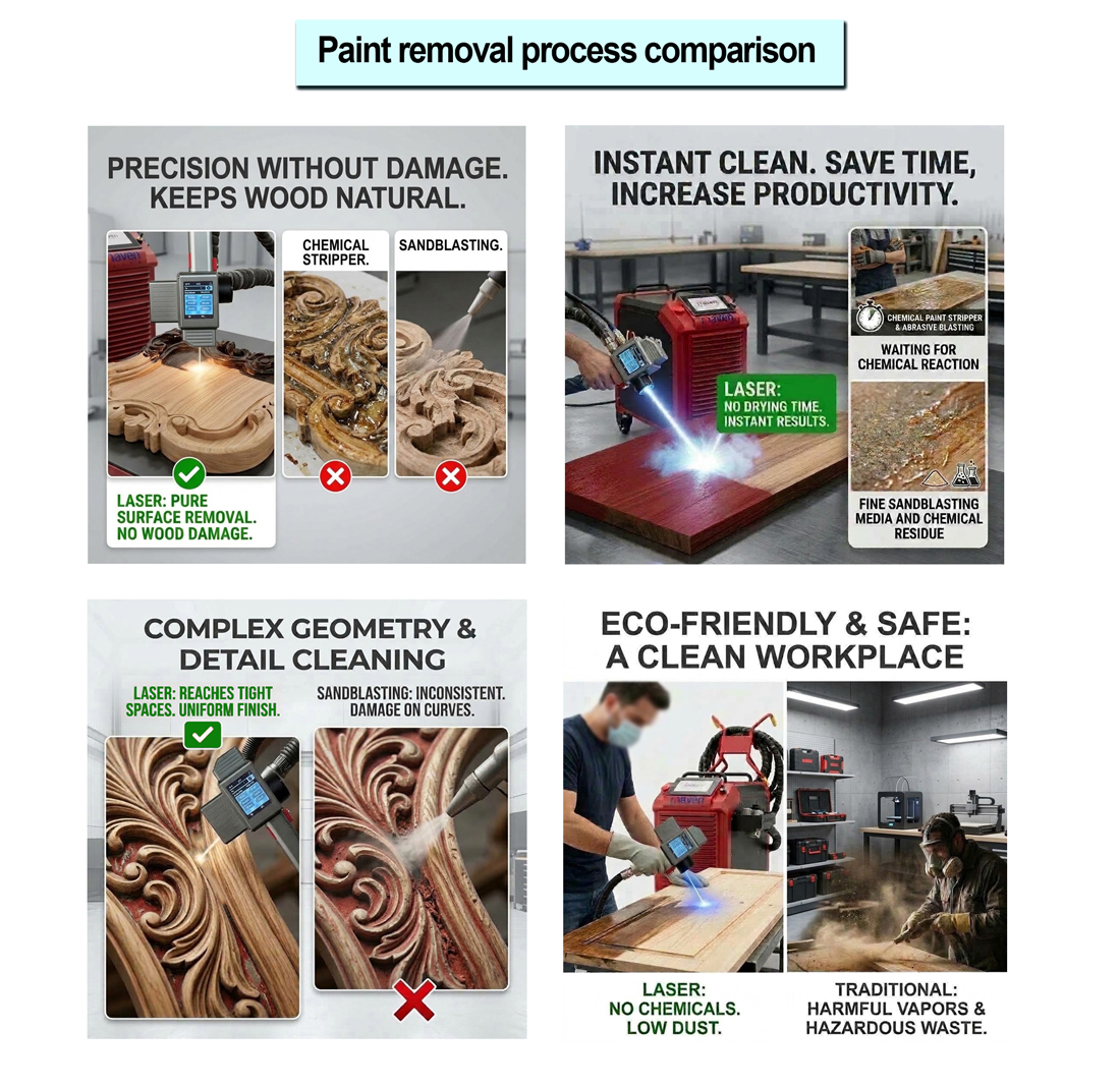 Comparison of laser cleaning with chemical stripping and abrasive cleaning